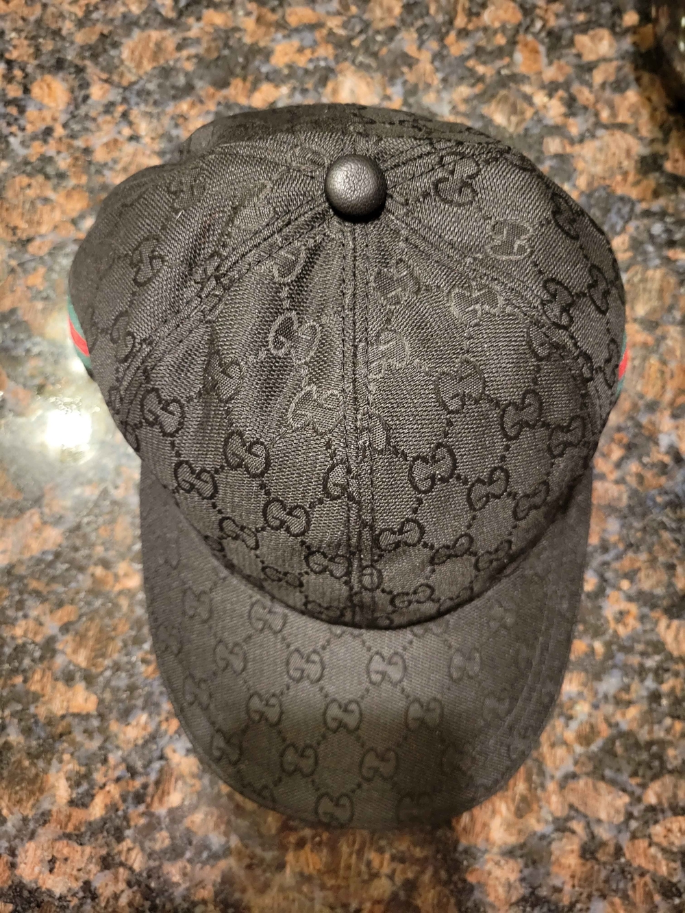 Gucci Black Monogram Baseball Cap with Web Stripe - Picture 4 of 7